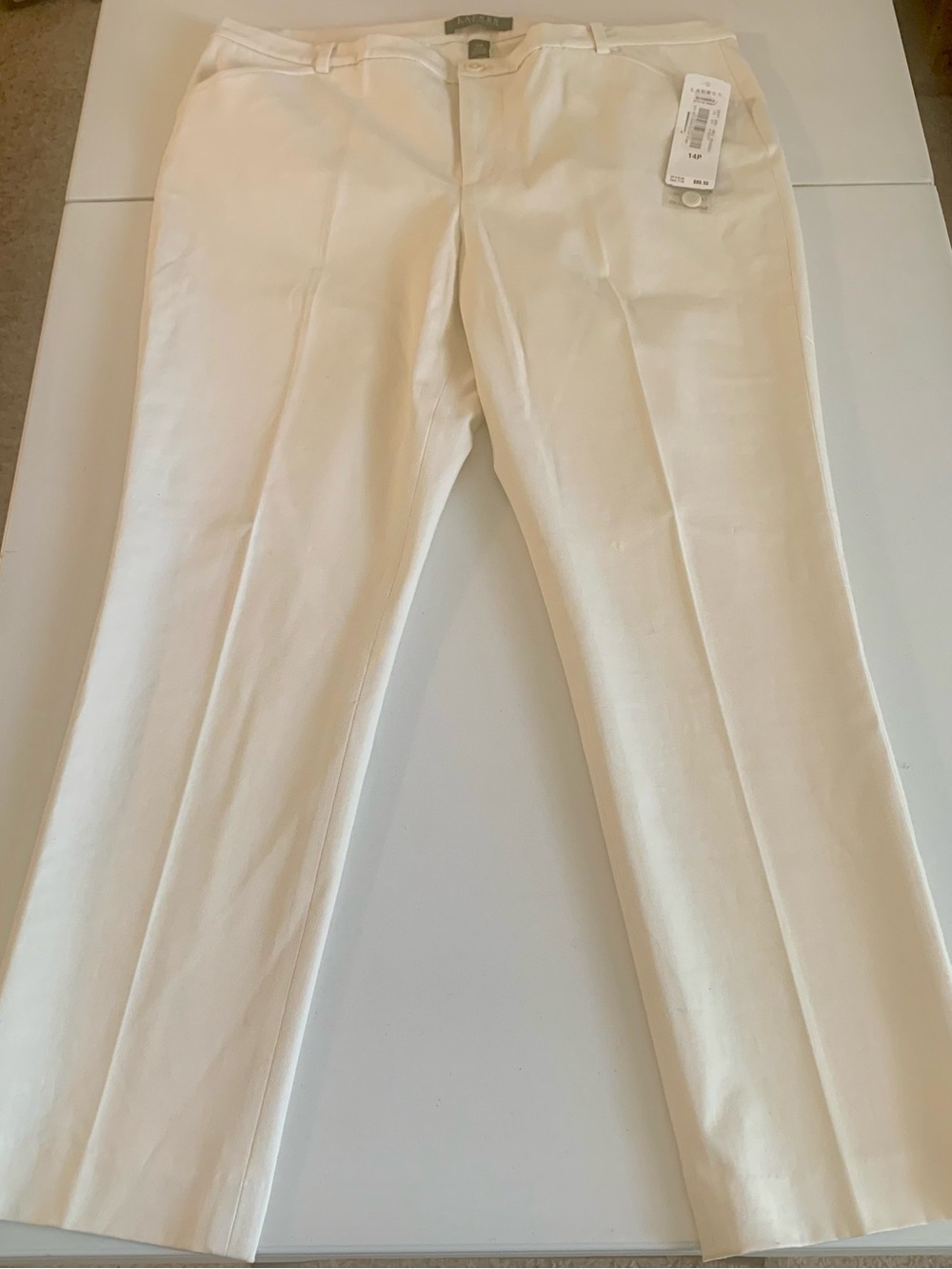 Lauren Ralph Lauren Cream Straight-Leg Chinos 94% Cotton - Picture 2 of 8